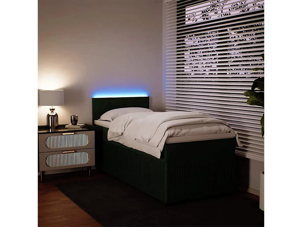 Cama de solteiro | Cama de adulto | Cama com molas/colchão 80x200cm veludo verde-escuro SHL438745