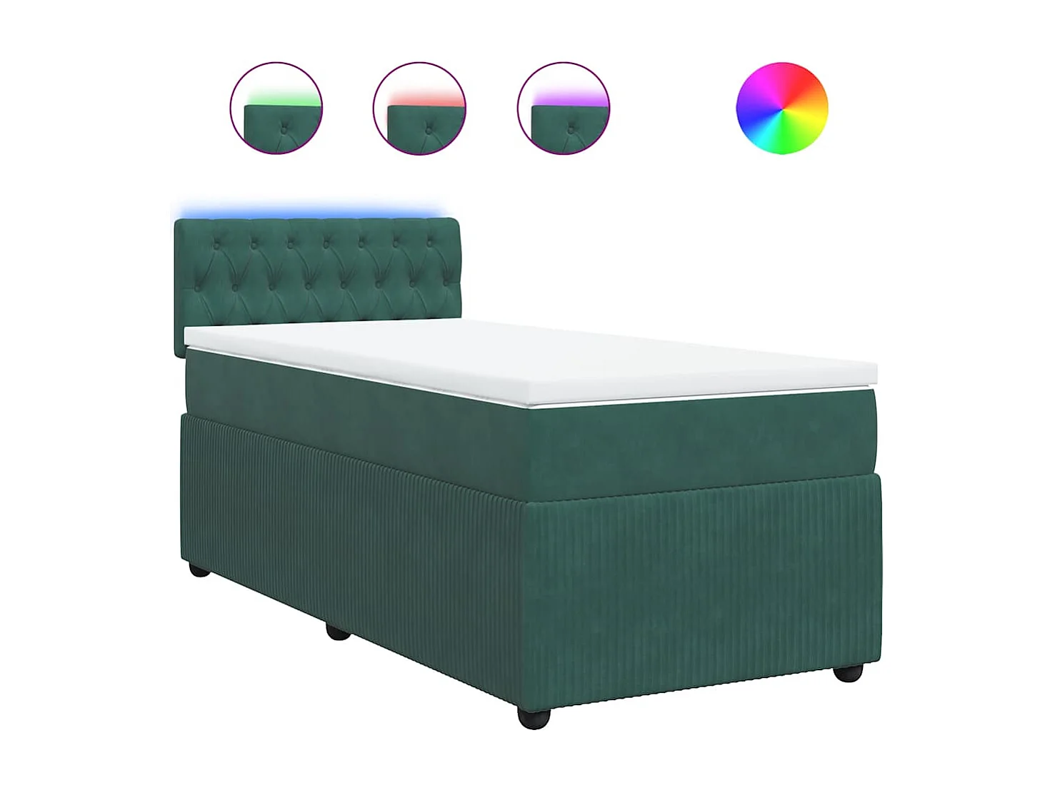 Cama de solteiro | Cama de adulto | Cama com molas/colchão 80x200cm veludo verde-escuro SHL633206