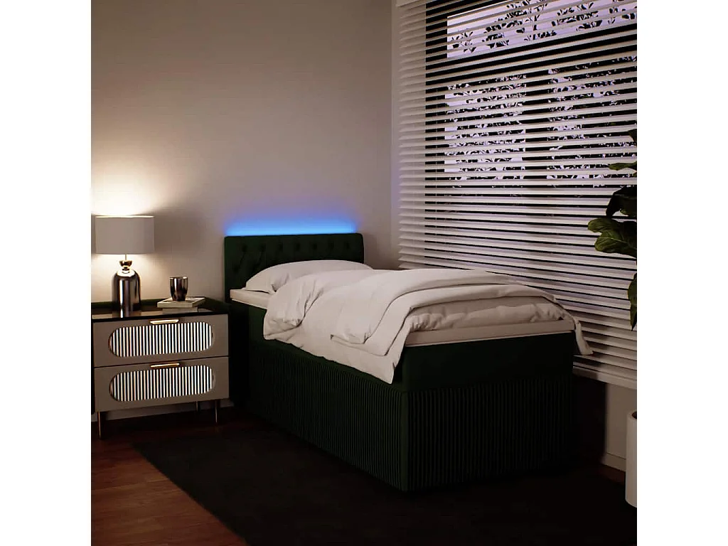 Cama de solteiro | Cama de adulto | Cama com molas/colchão 80x200cm veludo verde-escuro SHL633206