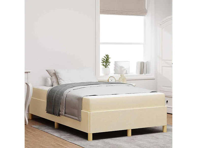 Doppelbett | Bettrahmen mit Matratze Creme 120x200 cm Stoff SHL678953