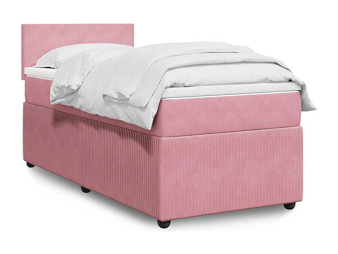 Einzelbett | Bettgestell | Boxspringbett mit Matratze Rosa 90x200 cm Samt SHL95052