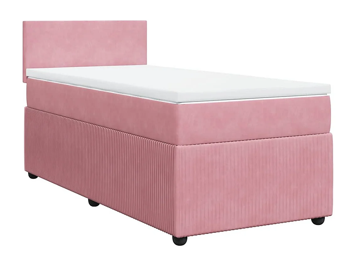 Einzelbett | Bettgestell | Boxspringbett mit Matratze Rosa 90x200 cm Samt SHL95052