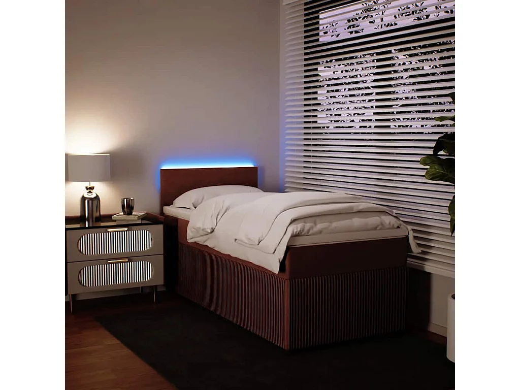 Einzelbett | Bettgestell | Boxspringbett mit Matratze Rosa 90x200 cm Samt SHL95052