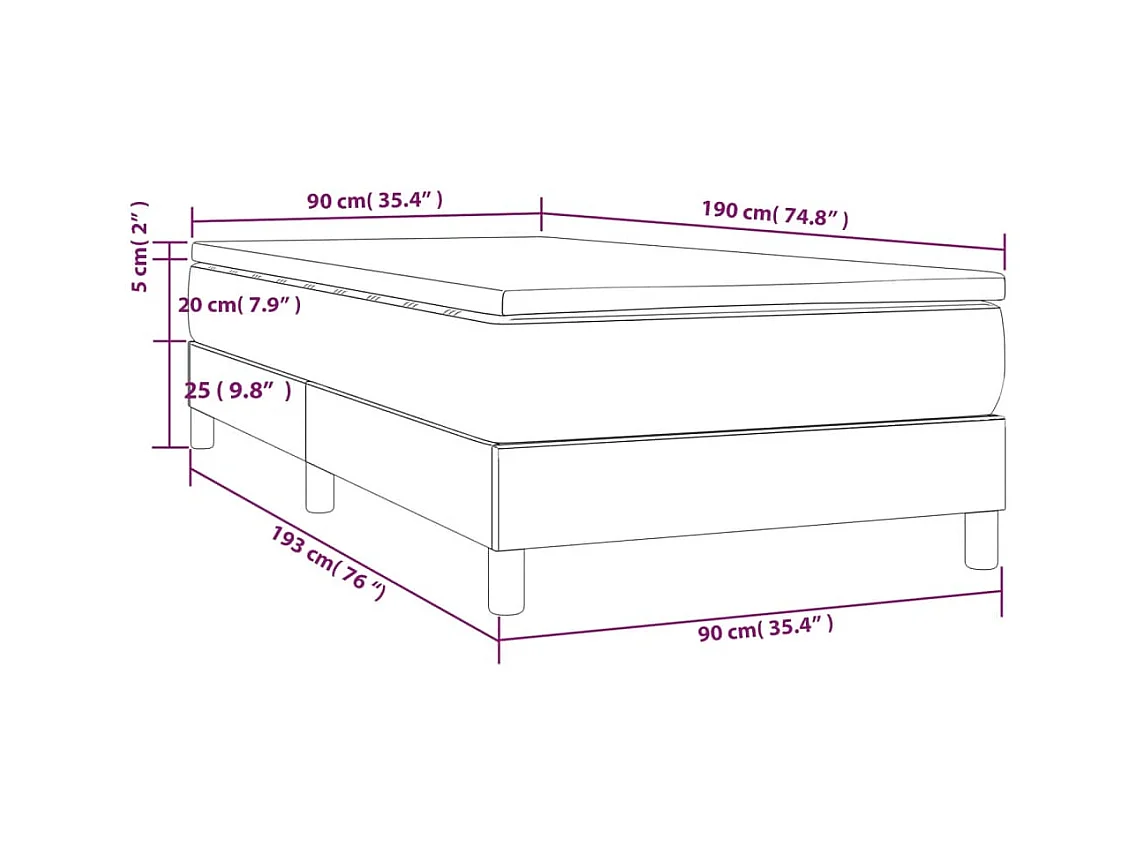 Lit simple-Lit adulte-Sommier à lattes de lit avec matelas Taupe 90x190 cm Tissu