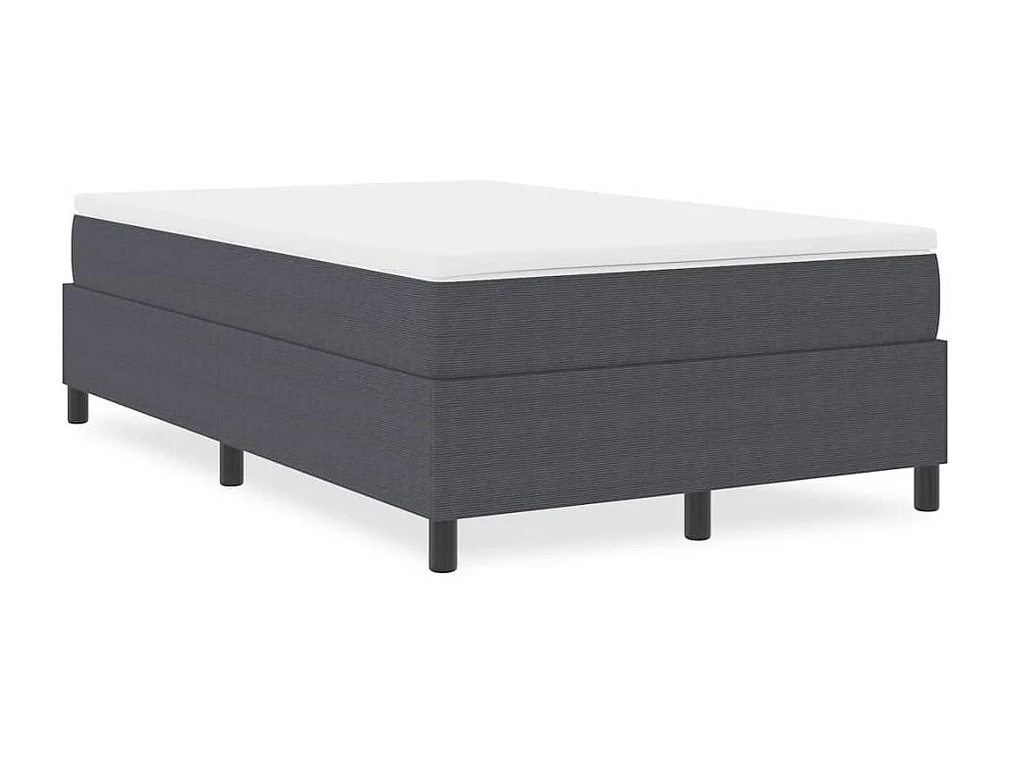 Lit double-Lit adulte-Lit à ressorts Gris foncé 120 x 200 cm Tissu en velours côtelé