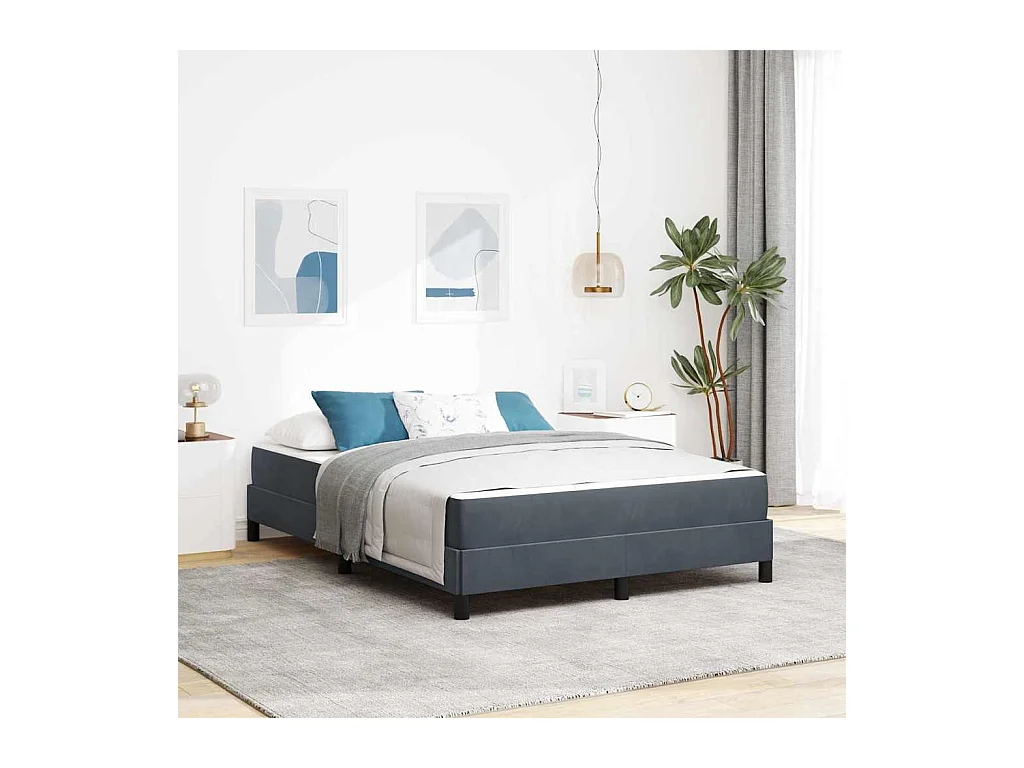 Lit double-Lit adulte-Lit boxspring avec matelas Gris foncé 140 x 190 cm Velours