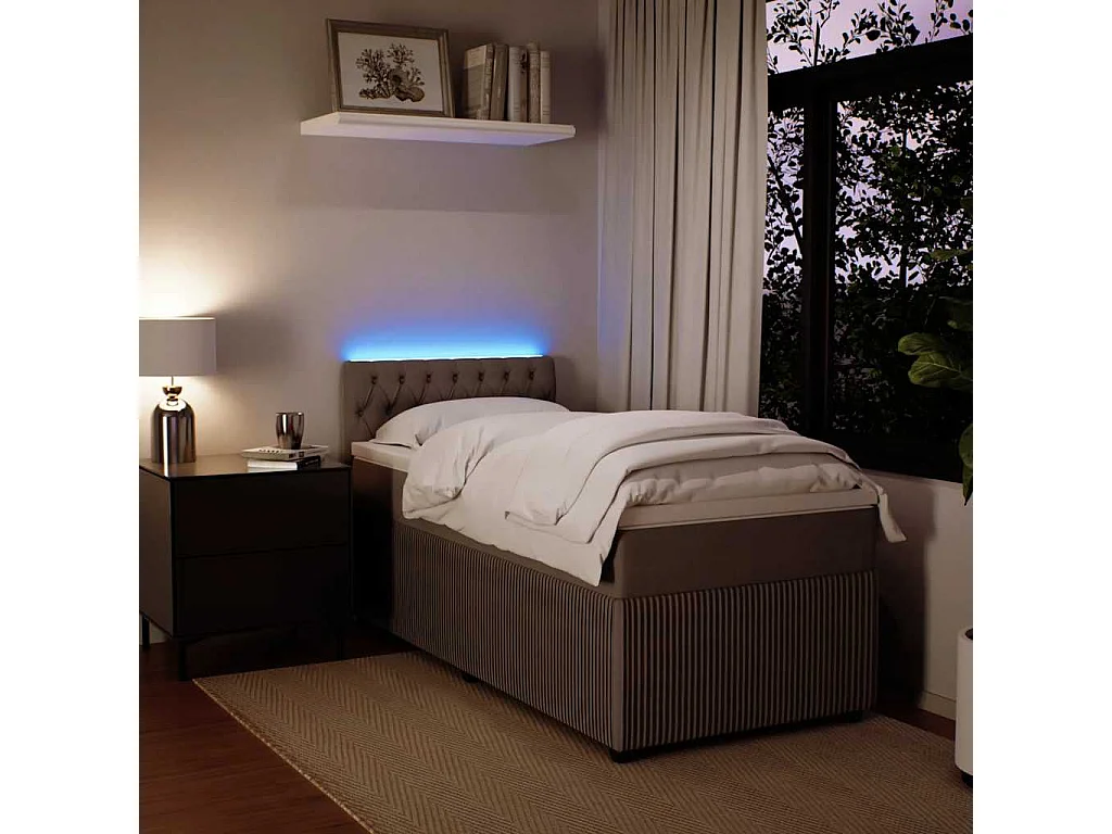 Einzelbett | Bettgestell | Boxspringbett mit Matratze Hellgrau 90x200 cm Samt SHL772382