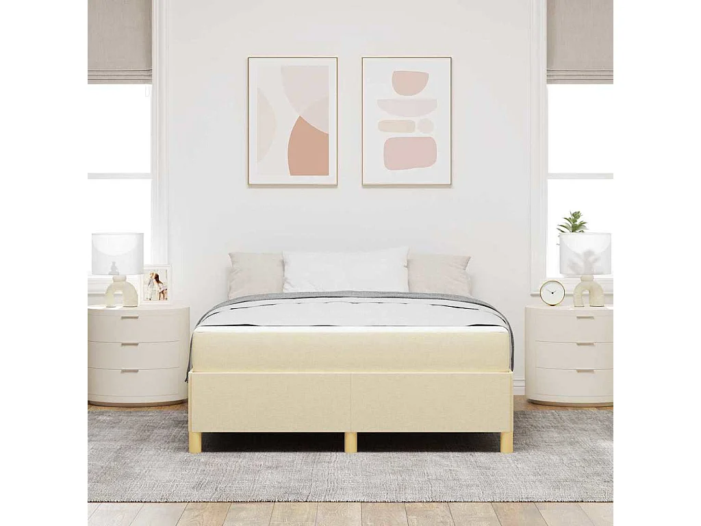 Doppelbett | Bettrahmen mit Matratze Creme 160x200 cm Stoff SHL39811