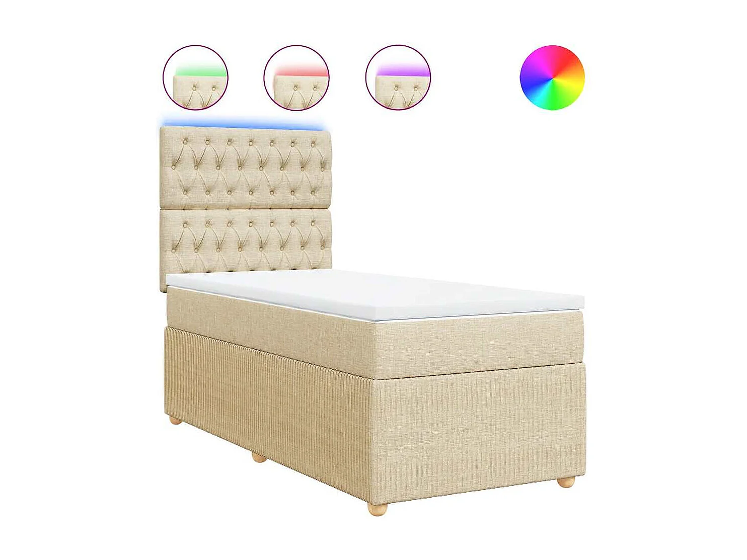 Einzelbett | Bettgestell | Boxspringbett mit Matratze Creme 90x190 cm Stoff SHL174786