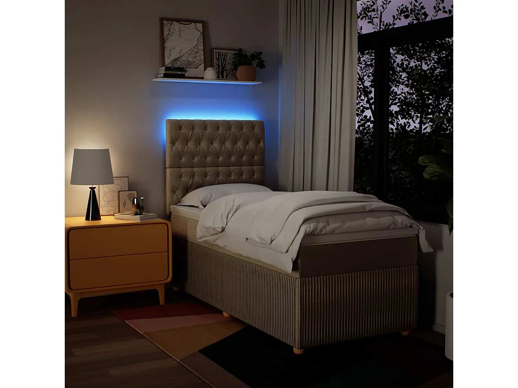 Einzelbett | Bettgestell | Boxspringbett mit Matratze Creme 100x200 cm Stoff SHL116758