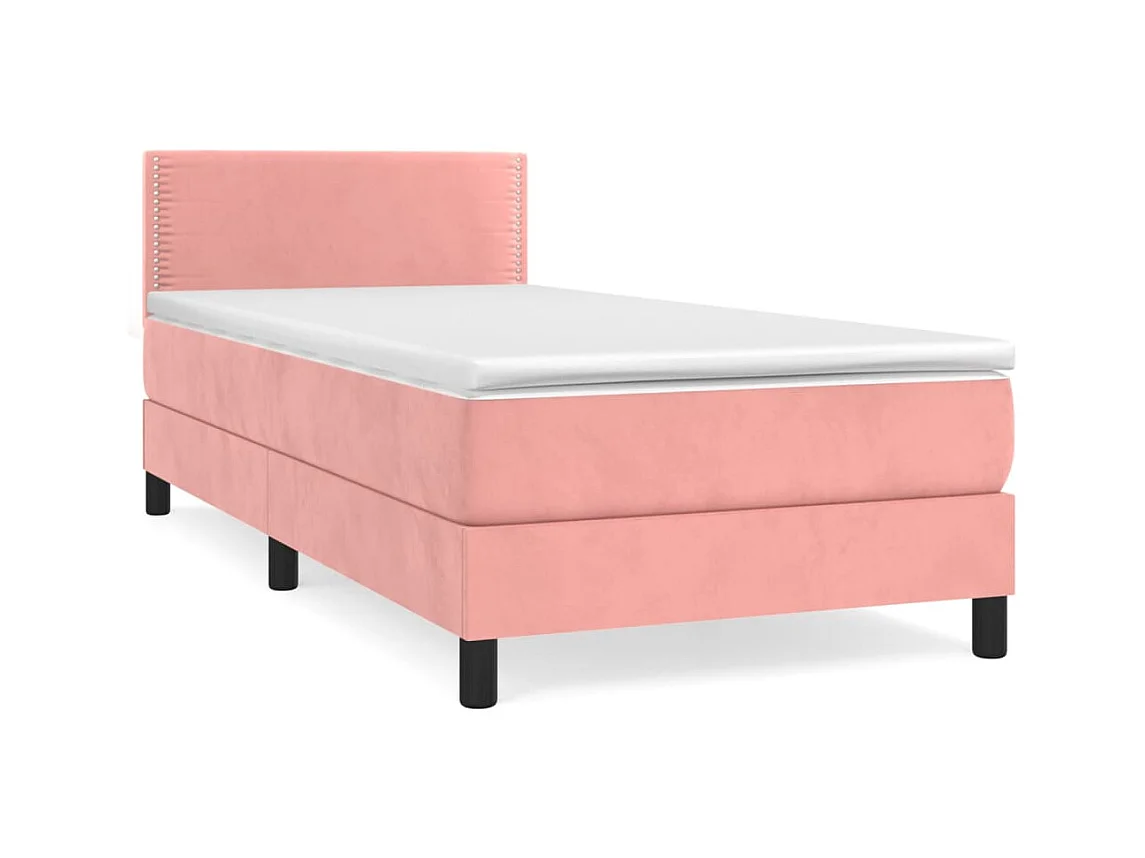Lit simple-Lit adulte-Sommier à lattes de lit avec matelas Rose 100x200 cm Velours