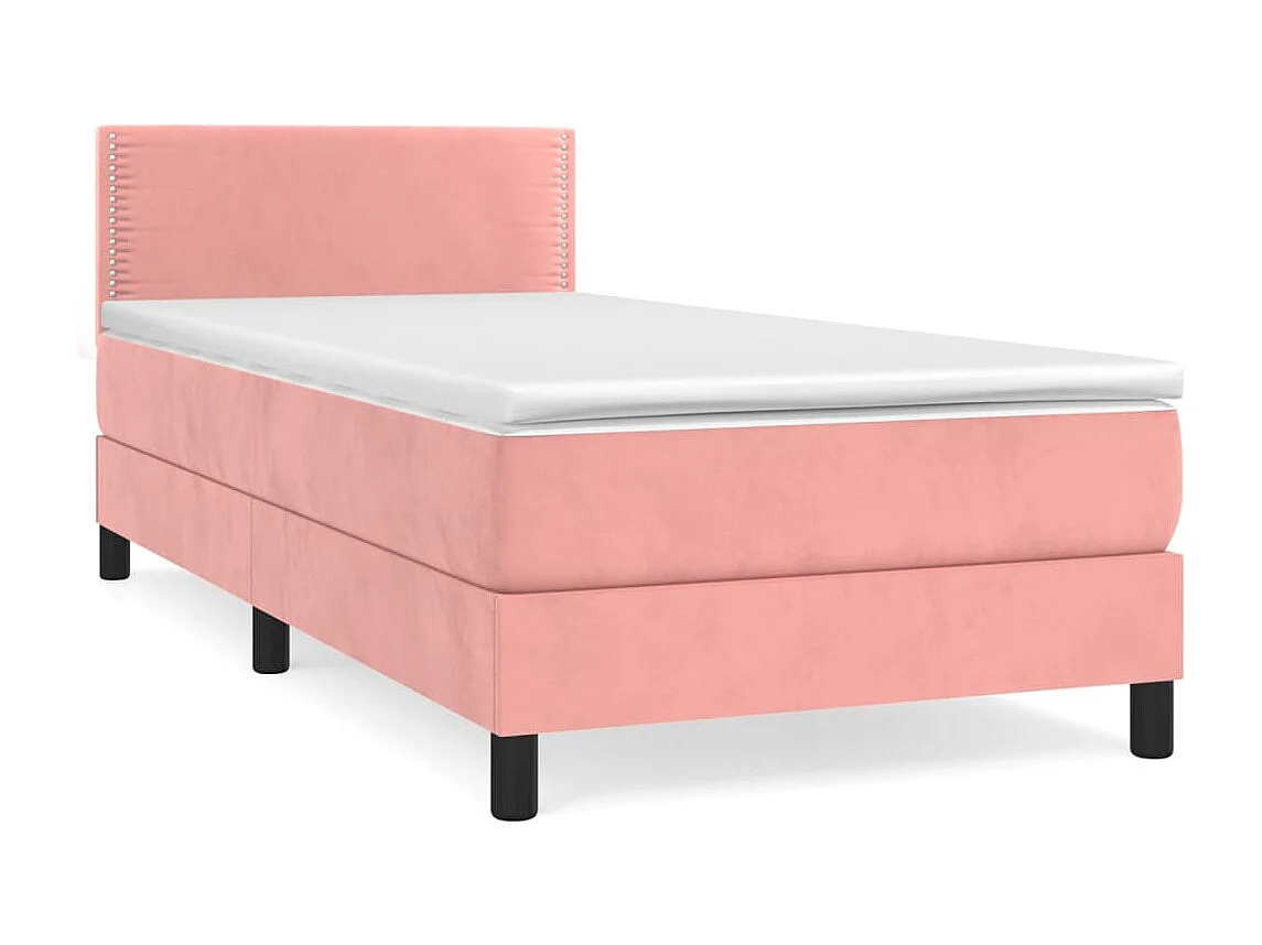 Cama de solteiro | Cama de adulto | Cama com molas/colchão 100x200cm veludo rosa SHL247426