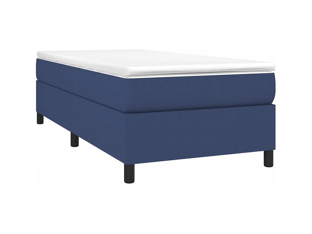 Lit simlpe-Sommier à lattes de lit avec matelas Bleu 90x200 cm Tissu
