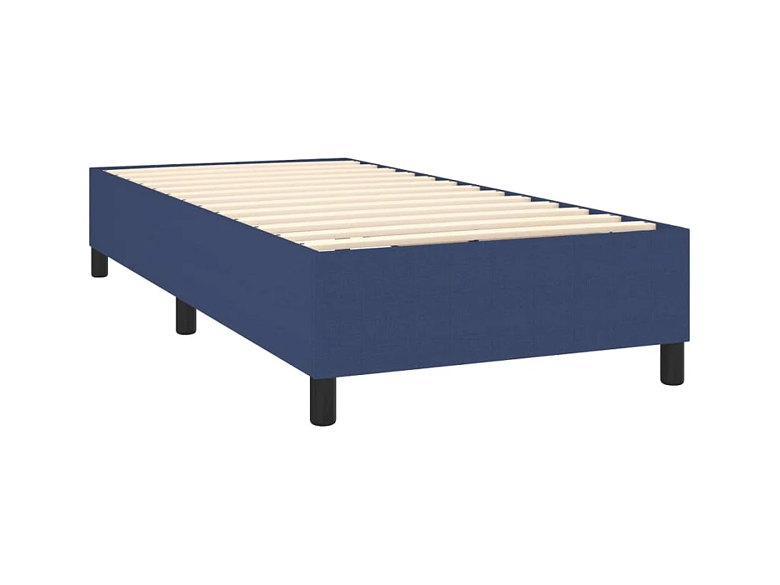Lit simlpe-Sommier à lattes de lit avec matelas Bleu 90x200 cm Tissu