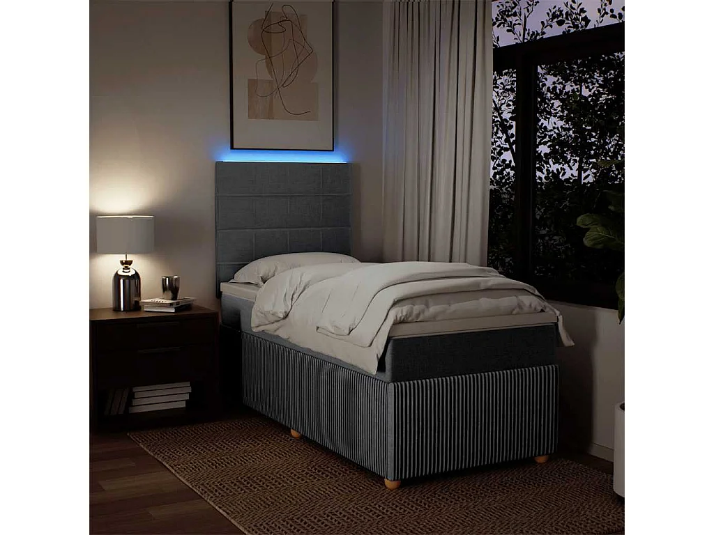 Einzelbett | Bettgestell | Boxspringbett mit Matratze Hellgrau 100x200 cm Stoff SHL301300