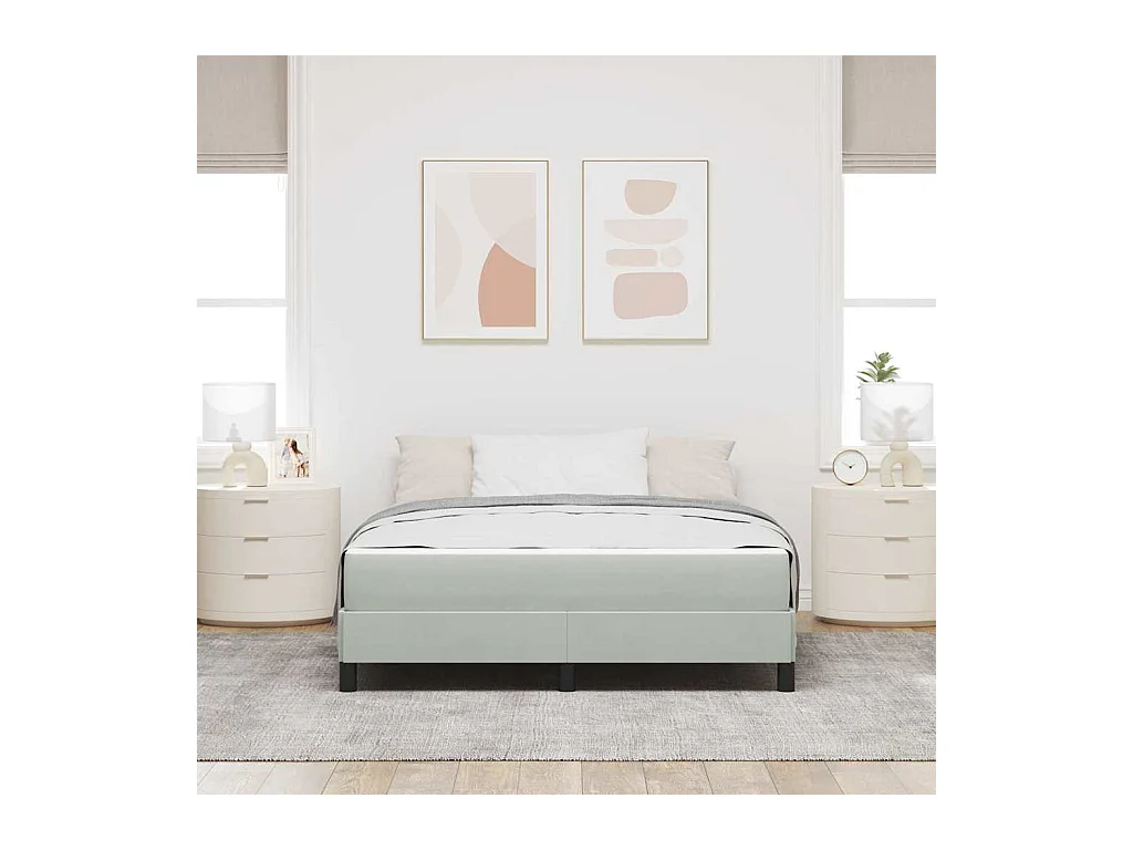 Lit double-Lit adulte-Lit boxspring avec matelas Gris clair 140 x 190 cm Velours