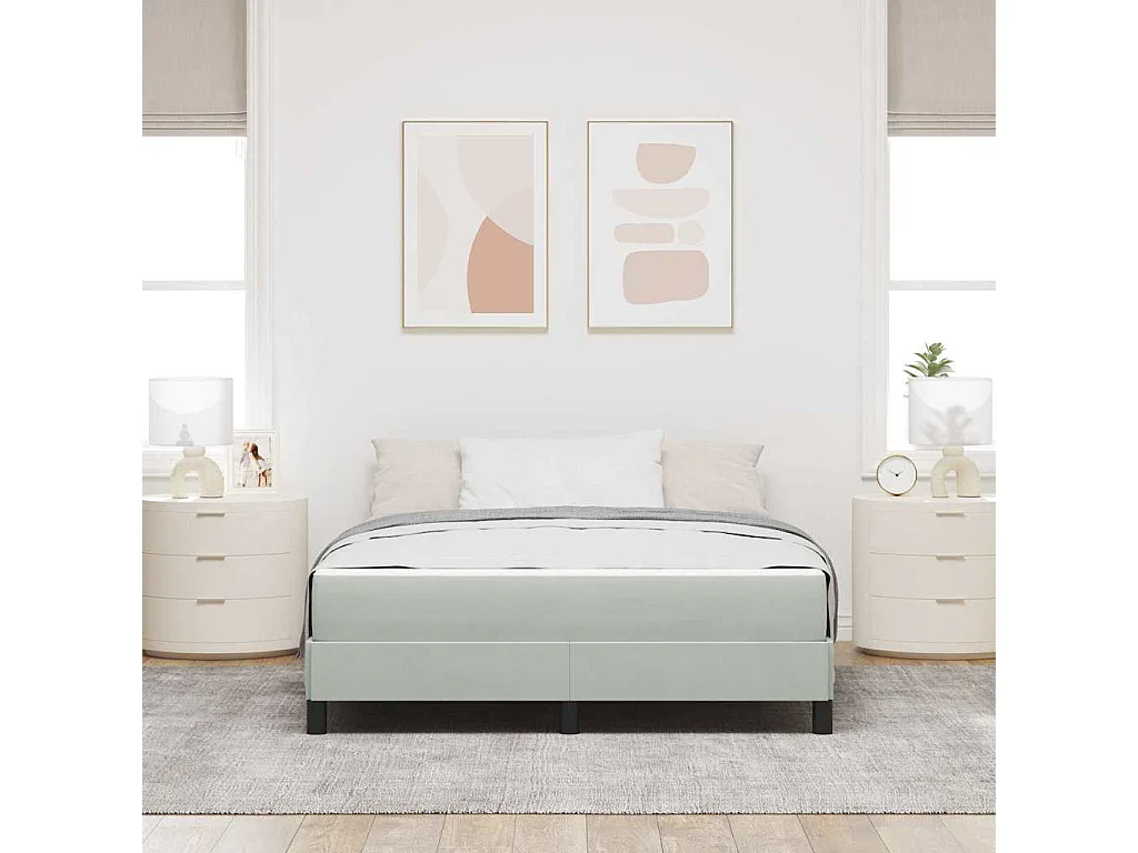 Cama tipo Box Spring con colchón Gris Claro 140x190 cm tela SHL13734