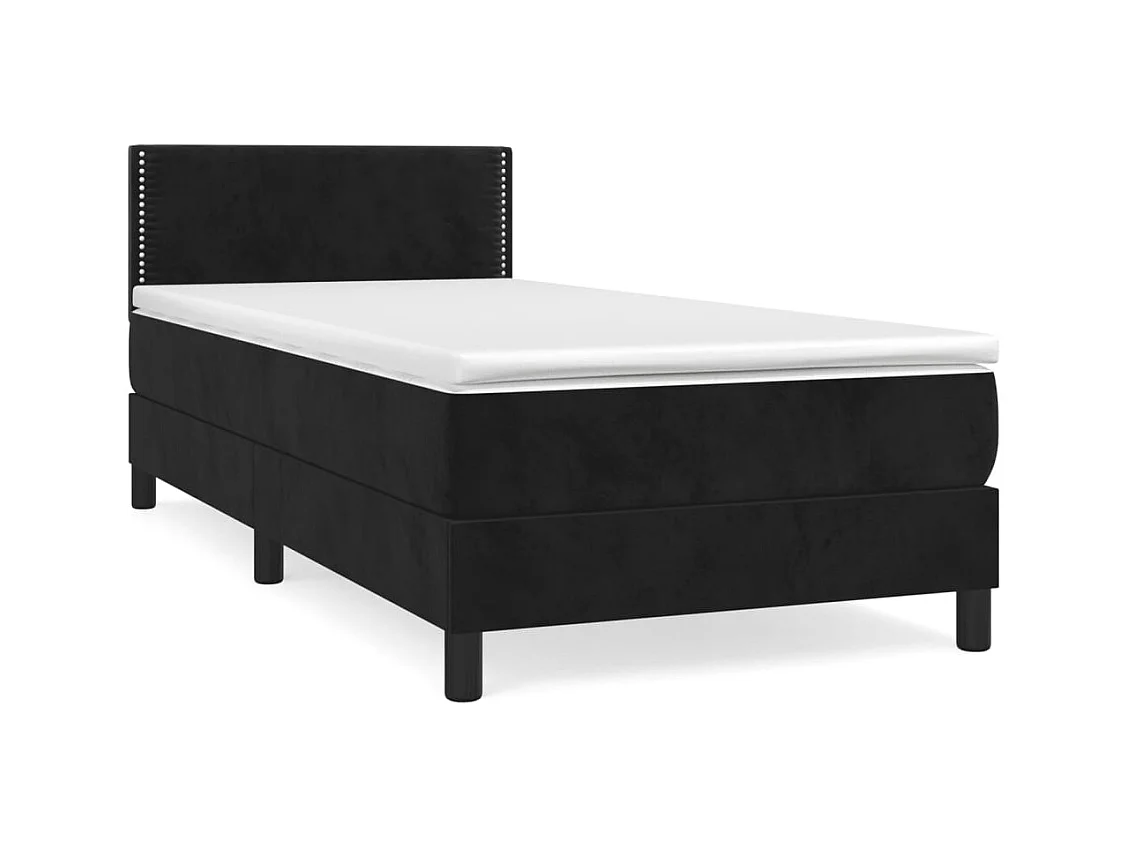 Lit simlpe adulte-Sommier à lattes de lit avec matelas Noir 90x200 cm Velours