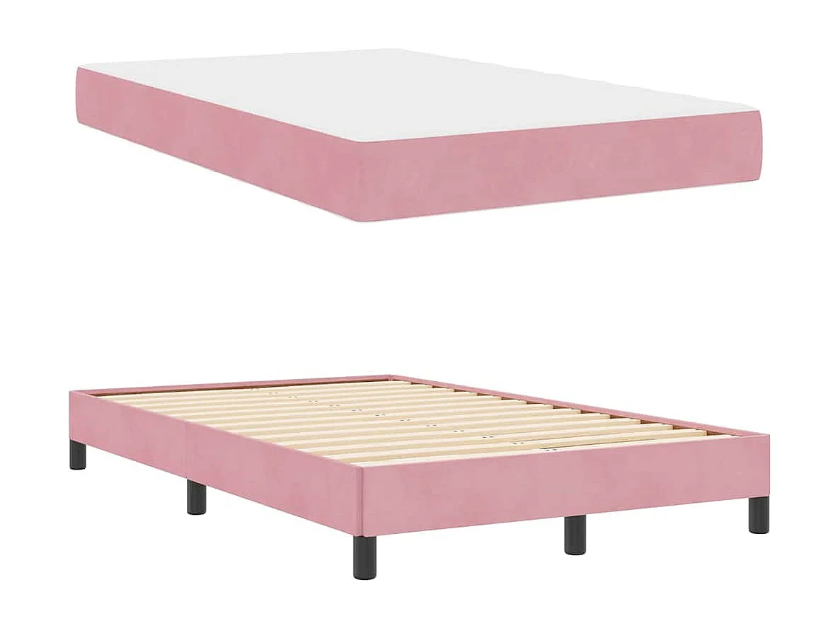 Lit double-Lit adulte-Lit boxspring avec matelas Rose 120 x 190 cm Velours