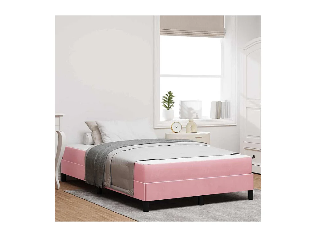 Lit double-Lit adulte-Lit boxspring avec matelas Rose 120 x 190 cm Velours
