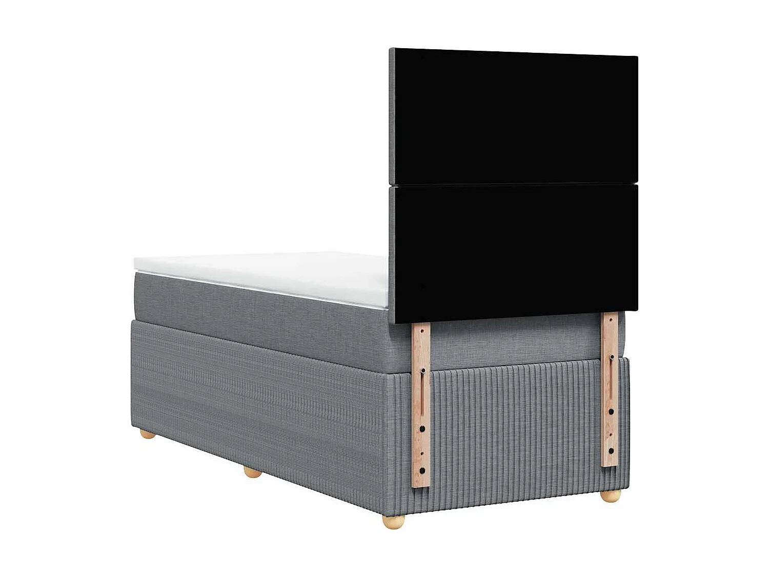 Einzelbett | Bettgestell | Boxspringbett mit Matratze Hellgrau 90x200 cm Stoff SHL463026