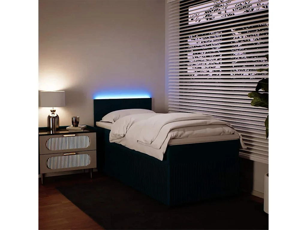 Einzelbett | Bettgestell | Boxspringbett mit Matratze Blau 90x190 cm Samt SHL419546