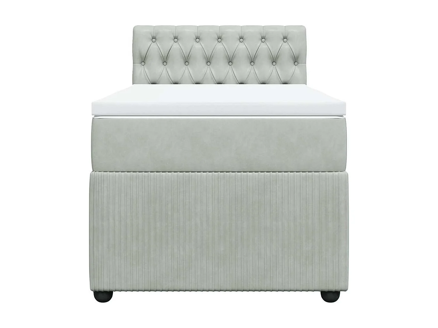 Einzelbett | Bettgestell | Boxspringbett mit Matratze Hellgrau 90x190 cm Samt SHL468321