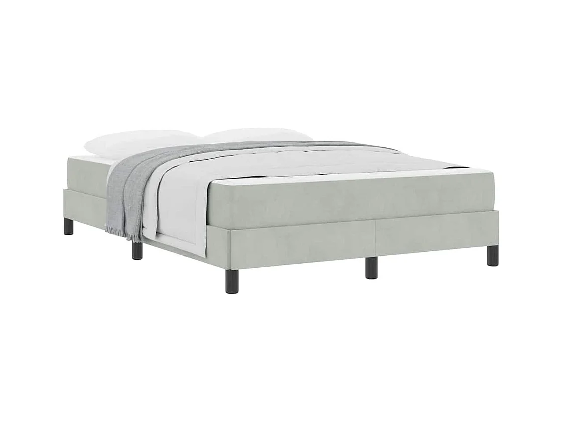 Lit double-Lit adulte-Lit boxspring avec matelas Gris clair 140 x 200 cm Velours