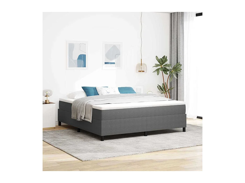 Lit double-Lit adulte-Lit à ressorts Gris clair 180 x 200 cm Tissu en velours côtelé