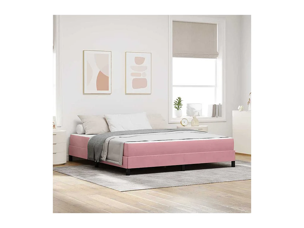 Lit double-Lit adulte-Lit boxspring avec matelas Rose 180 x 200 cm Velours
