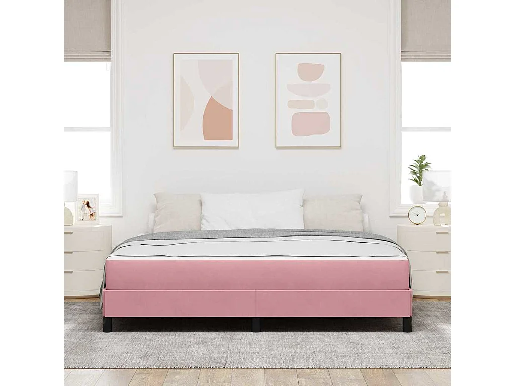 Doppelbett | Bettgestell | Boxspringbett mit Matratze Rosa 180x200 cm Stoff SHL688106