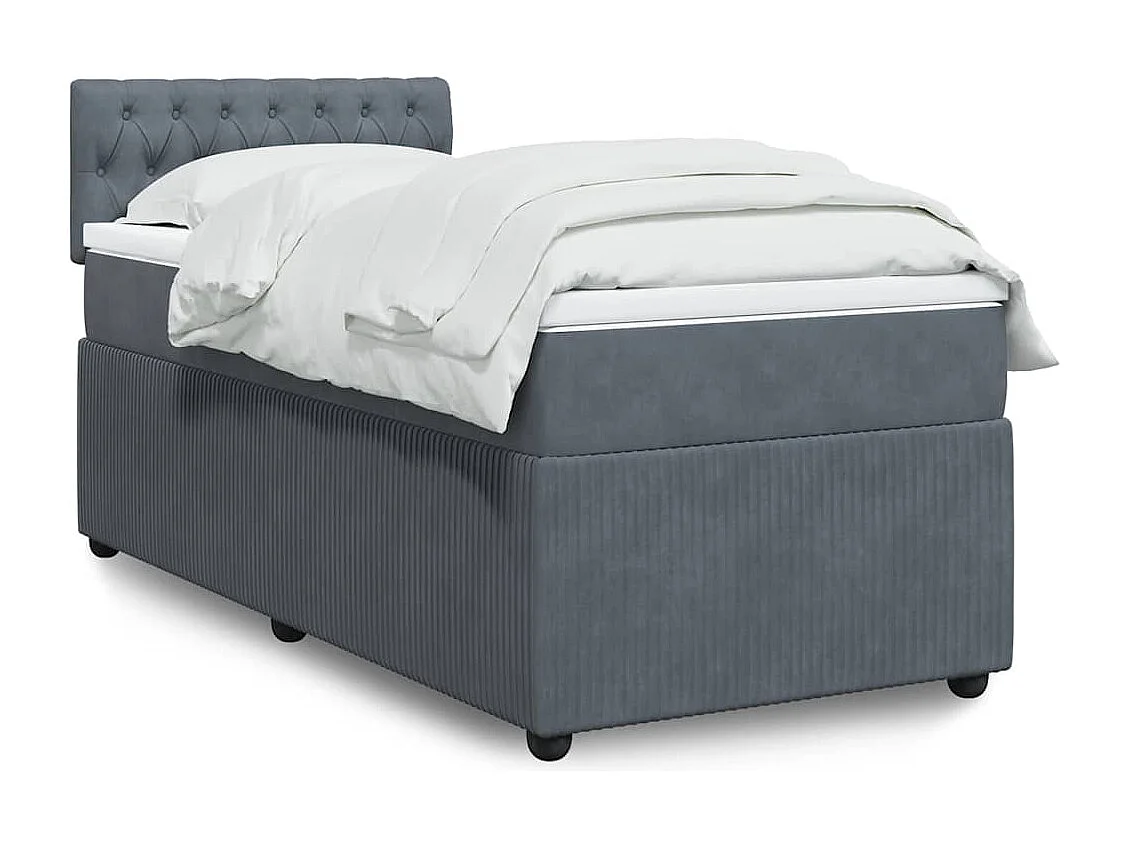 Einzelbett | Bettgestell | Boxspringbett mit Matratze Dunkelgrau 90x200 cm Samt SHL588889