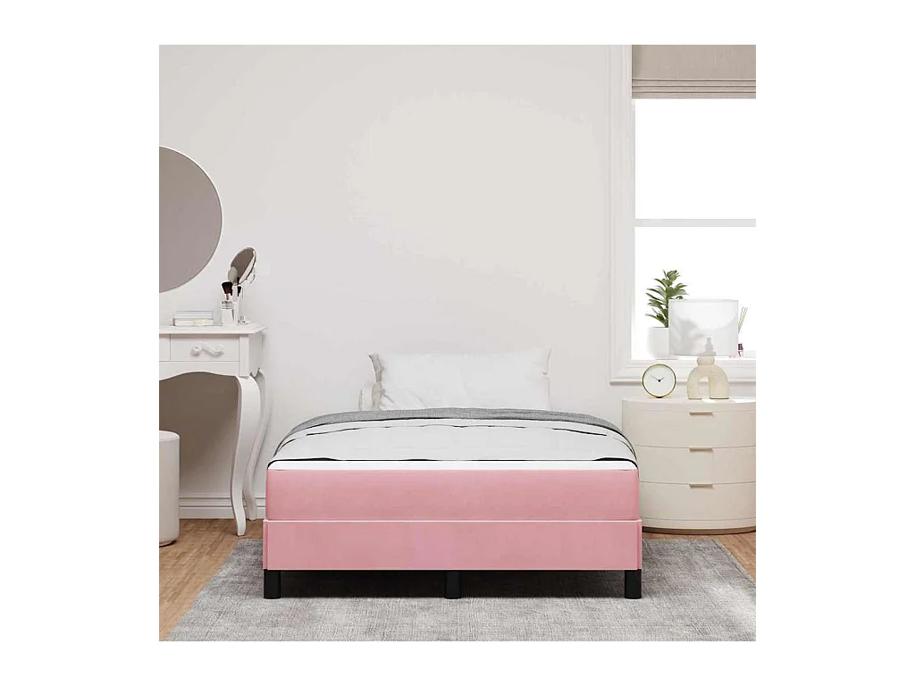 Lit double-Lit adulte-Lit boxspring avec matelas Rose 120 x 200 cm Velours