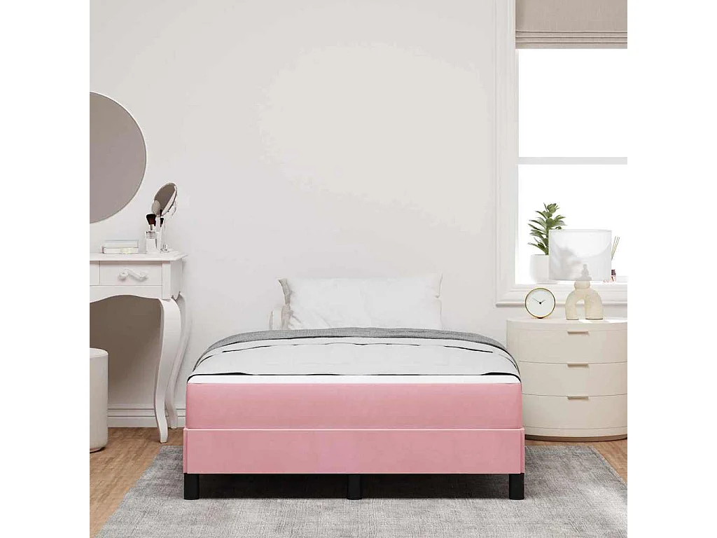 Cama matrimonial | Cama para adultos | Cama tipo Box Spring con colchón Rosa 120x200 cm tela SHL41430