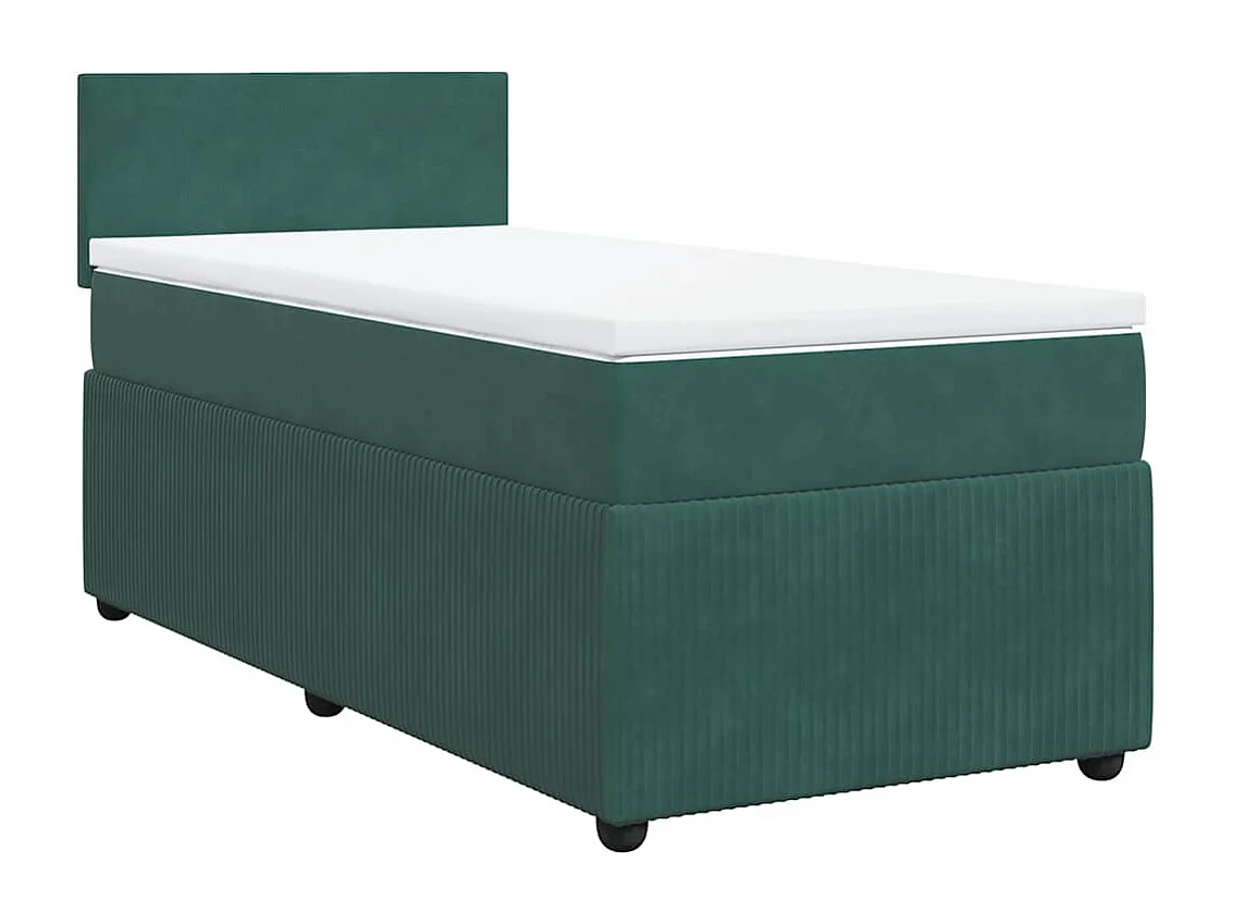 Cama de solteiro | Cama de adulto | Cama com molas/colchão 80x200cm veludo verde-escuro SHL924194