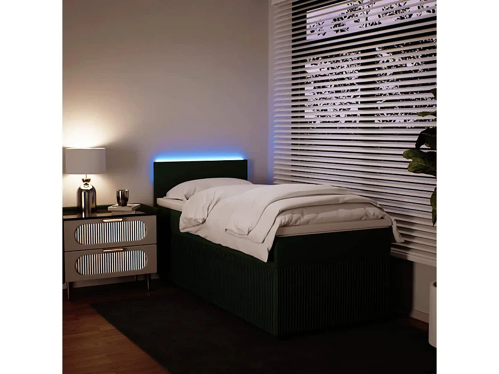 Cama de solteiro | Cama de adulto | Cama com molas/colchão 80x200cm veludo verde-escuro SHL924194