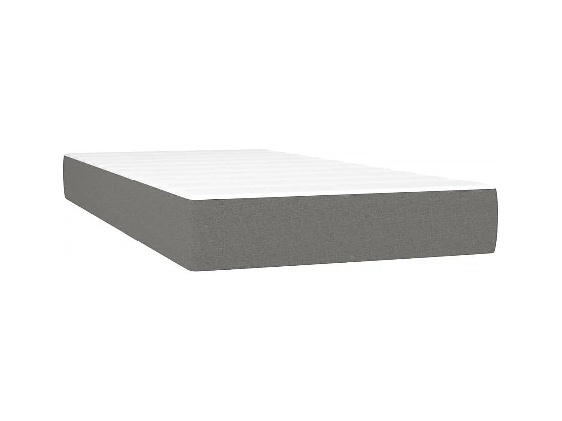 Lit adulte-Lit simple-Sommier à lattes de lit et matelas Gris foncé 90x190 cm Tissu