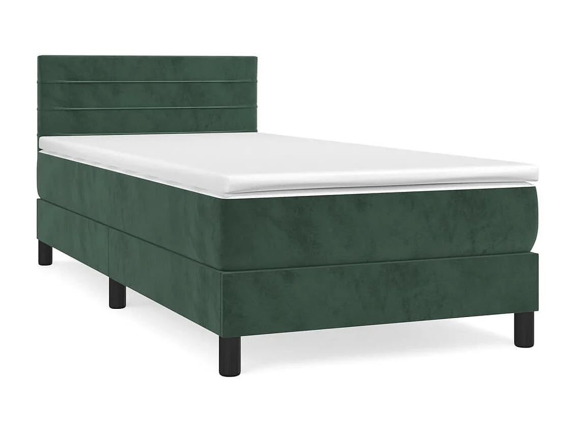 Einzelbett | Bettgestell | Boxspringbett mit Matratze Dunkelgrün 90x190 cm Samt SHL580884