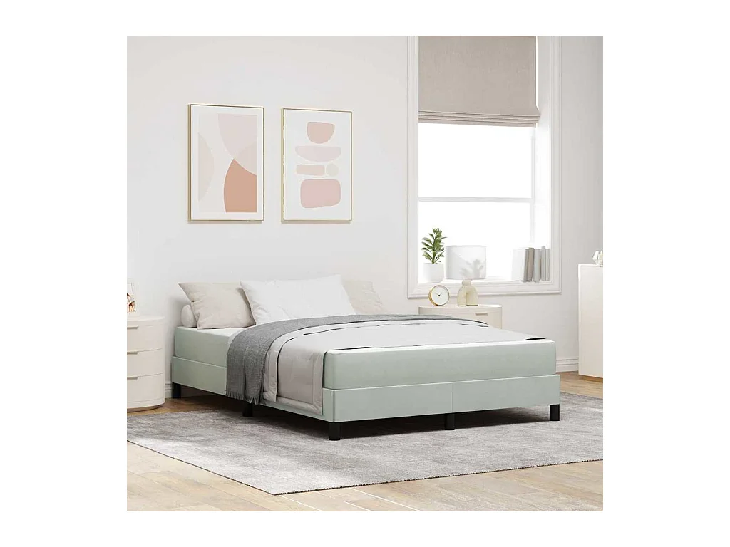 Lit double-Lit adulte-Lit boxspring avec matelas Gris clair 160 x 200 cm Velours