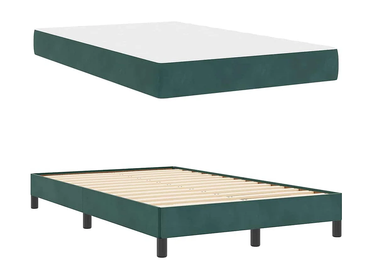 Doppelbett | Bettgestell | Boxspringbett mit Matratze Dunkelgrün 120x200 cm Stoff SHL434527