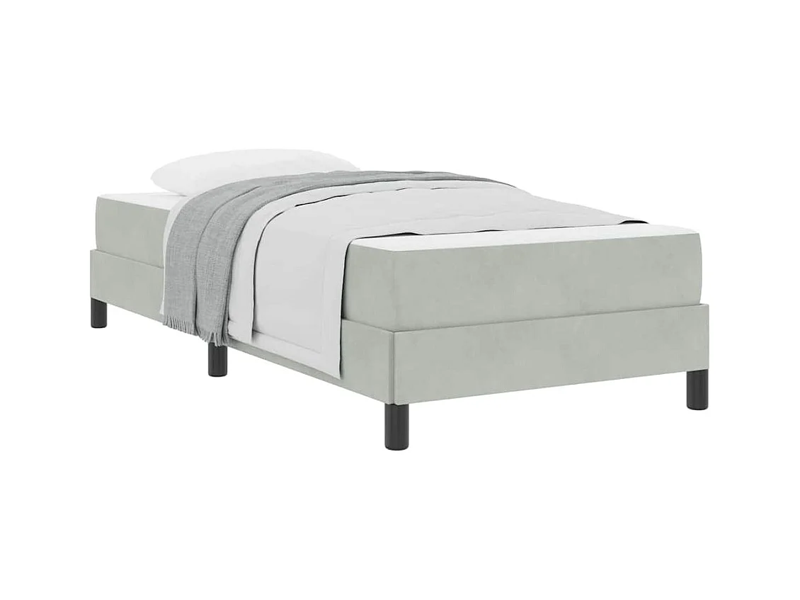 Lit simple-Lit adulte-Lit boxspring avec matelas Gris clair 90 x 190 cm Velours
