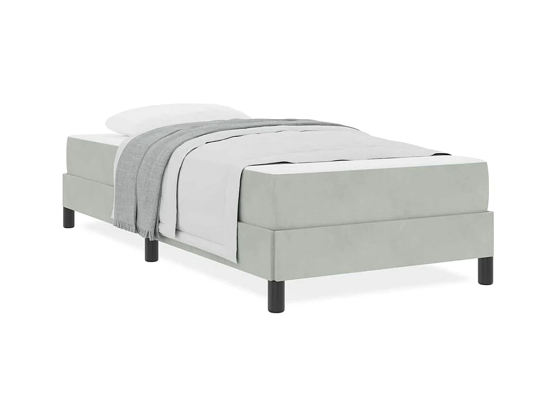 Lit simple-Lit adulte-Lit boxspring avec matelas Gris clair 90 x 190 cm Velours