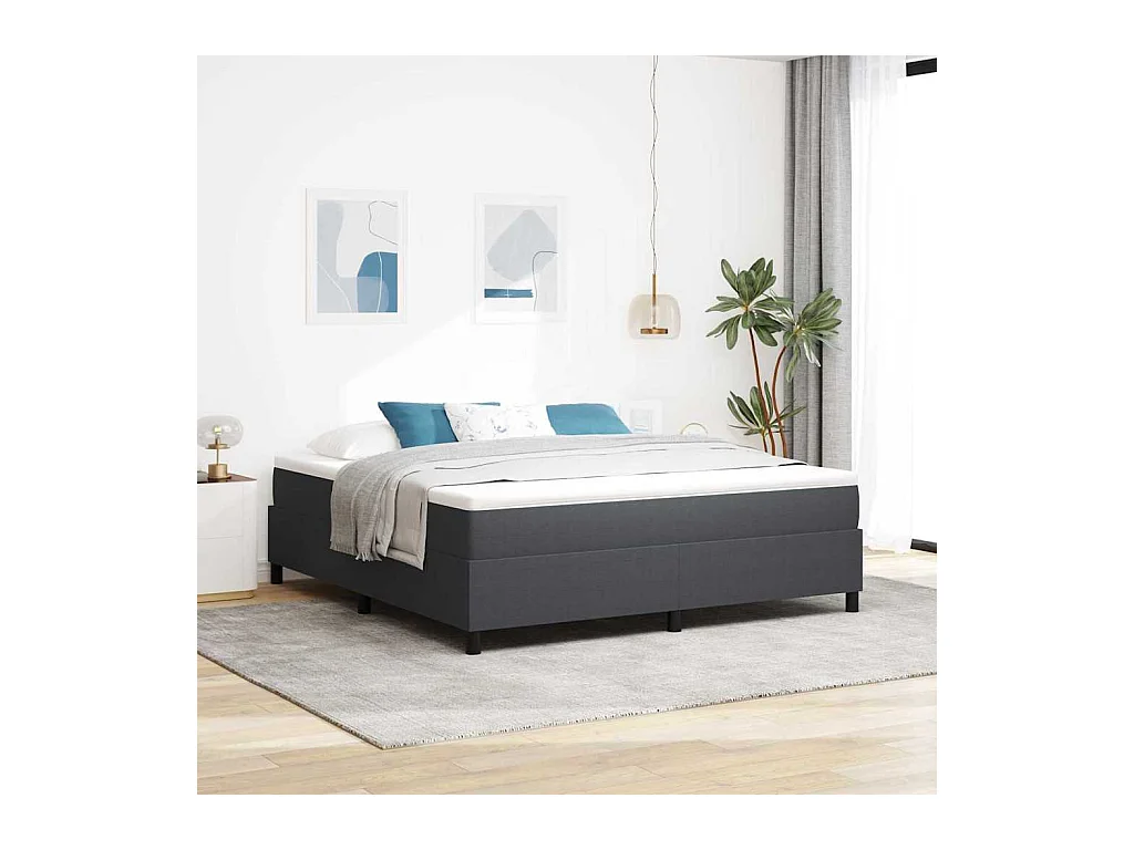Lit double-Lit adulte-Lit à ressorts Gris foncé 180 x 200 cm Tissu en velours côtelé