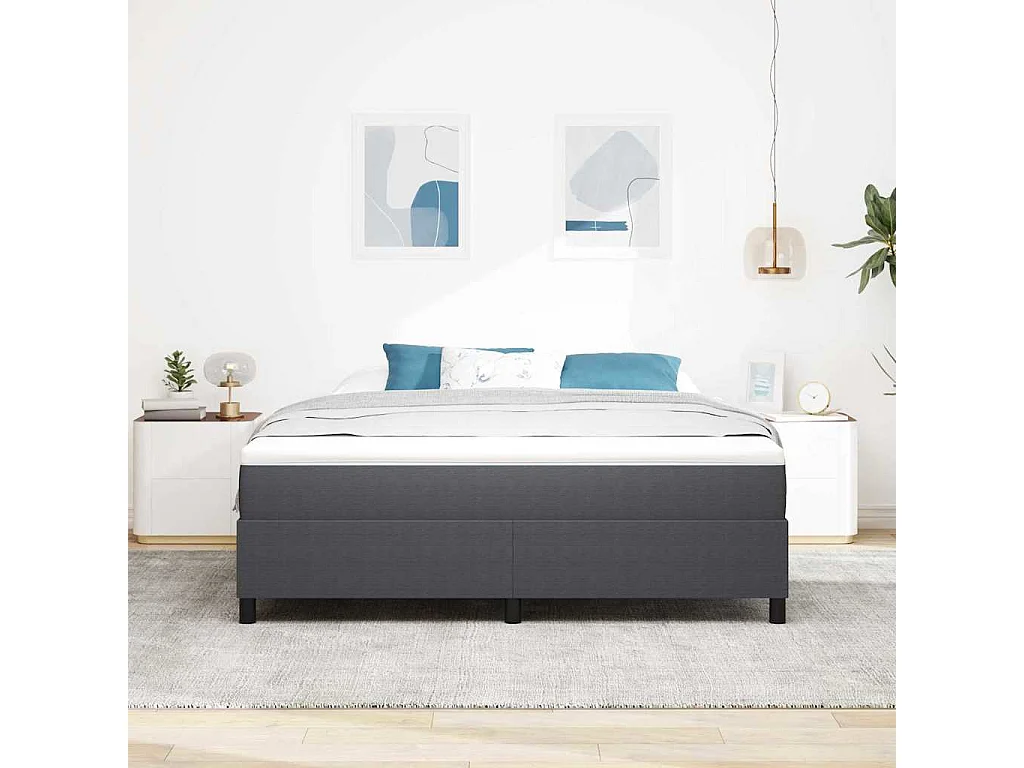 Lit double-Lit adulte-Lit à ressorts Gris foncé 180 x 200 cm Tissu en velours côtelé