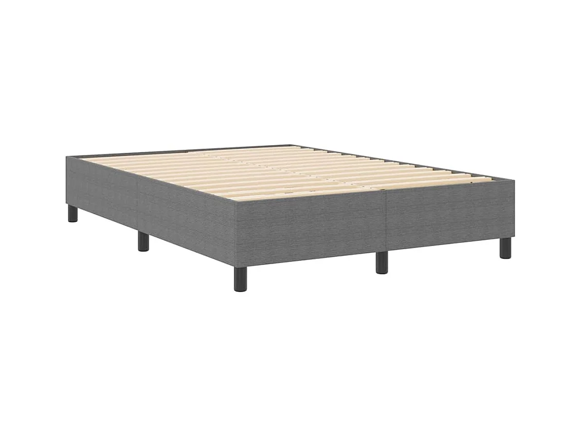 Lit double-Lit adulte-Lit à ressorts Gris clair 140 x 190 cm Tissu en velours côtelé