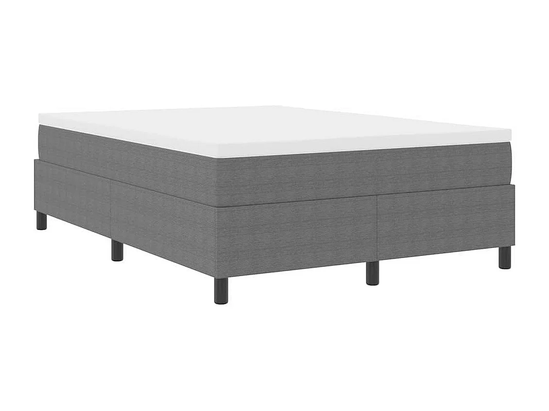 Lit double-Lit adulte-Lit à ressorts Gris clair 140 x 190 cm Tissu en velours côtelé