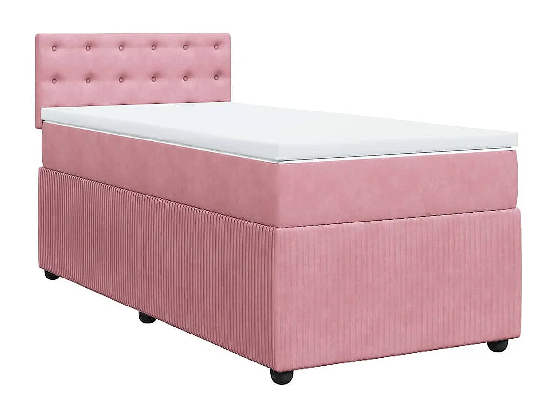 Einzelbett | Bettgestell | Boxspringbett mit Matratze Rosa 90x200 cm Samt SHL639777