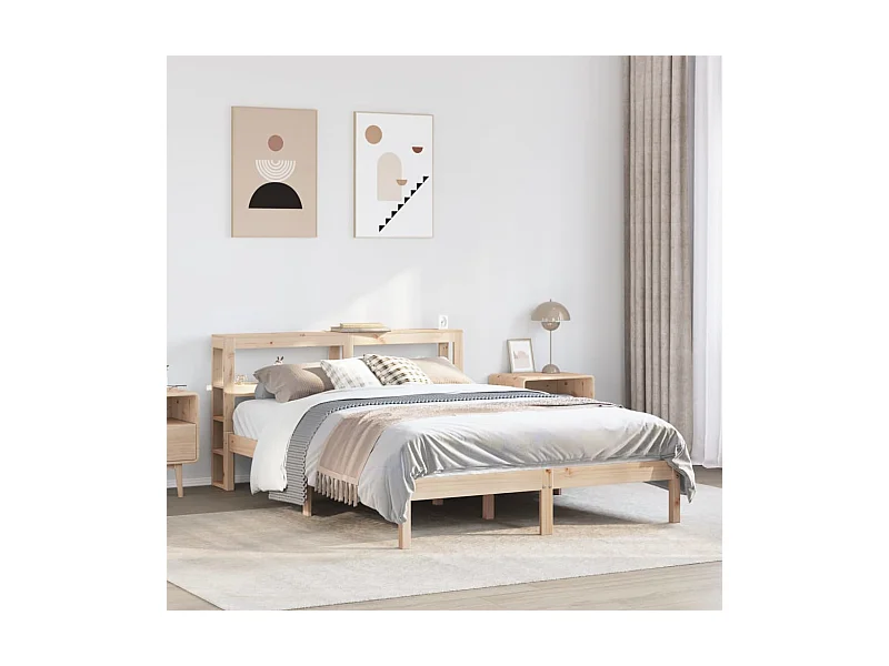 Estructura de cama sin colchón madera de pino blanca 140x200 cm