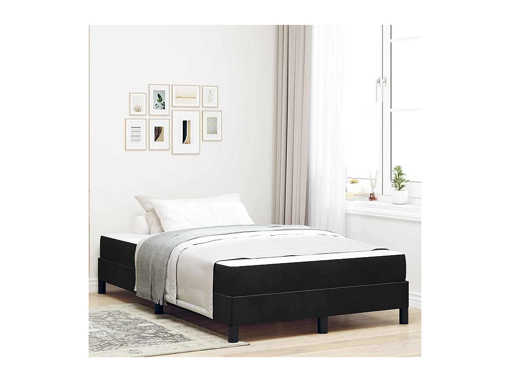Lit double-Lit adulte-Lit boxspring avec matelas Noir 120 x 190 cm Velours