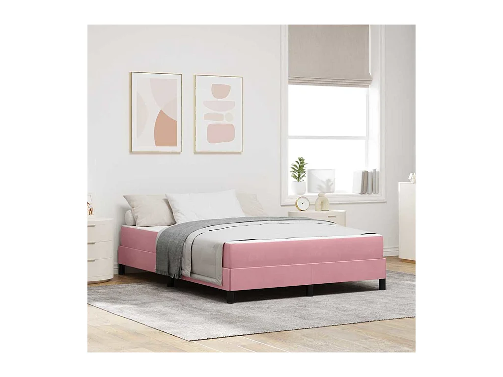 Lit double-Lit adulte-Lit boxspring avec matelas Rose 140 x 190 cm Velours
